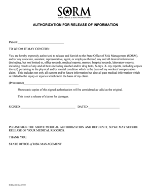 Authorization for Release of Information