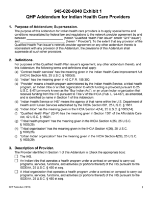 QHP Addendum for Indian Health Care Providers