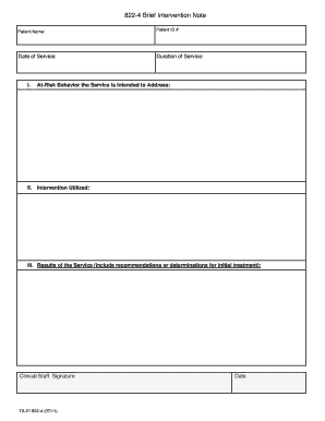 Brief Intervention Note