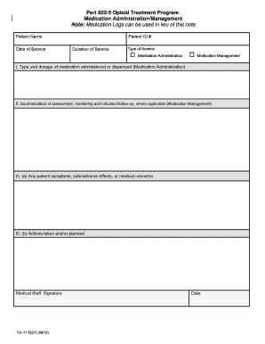 Opioid Treatment Program Medication Form