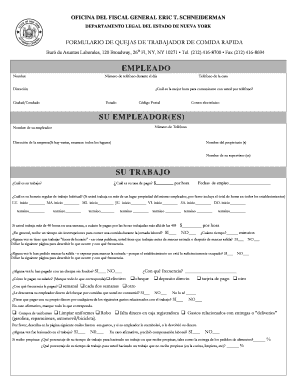 Formulario de Quejas de Trabajador de Comida Rápida