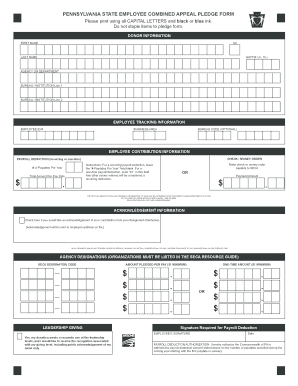 Pennsylvania State Employee Combined Appeal Pledge Form
