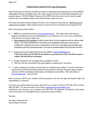 Federal Direct Parent PLUS Loan Information