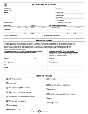 SBA Success Story Form