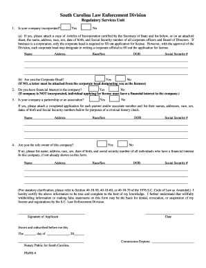 South Carolina Business License Application