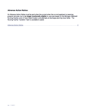 Advance Action Notice for Michigan Medicaid