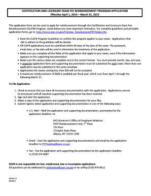 Certification and Licensure Exam Fee Reimbursement Application