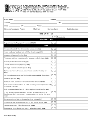Oregon Labor Housing Inspection Checklist