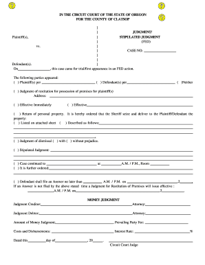 Stipulated Judgment Form