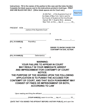 Order to Show Cause for Contempt in Civil Action