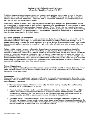 Lewis and Clark College Counseling Service Information