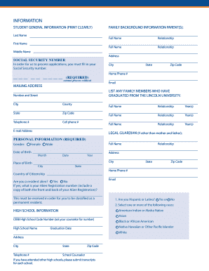 Lincoln University Undergraduate Admission Application