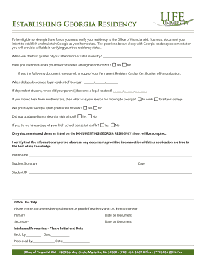 Georgia Residency Verification Form