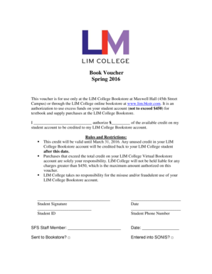LIM College Book Voucher