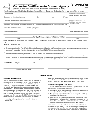 New York State Contractor Certification Form ST-220-CA