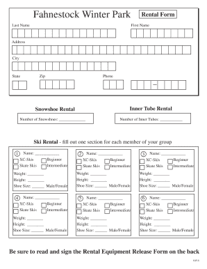 Fahnestock Winter Park Rental Form