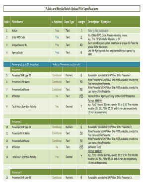 Public and Media Batch Upload File Specifications