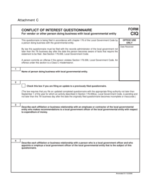 Conflict of Interest Questionnaire Form