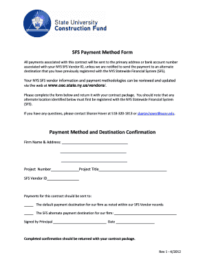 NYS SFS Payment Method Form