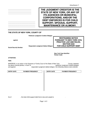Restraining Notice for Child Support Debt