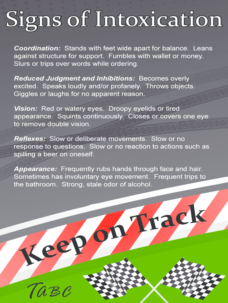 Fillable Online Signs of Intoxication, Alcohol Server Permits Cheryl