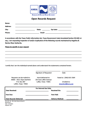 Texas Open Records Request Form