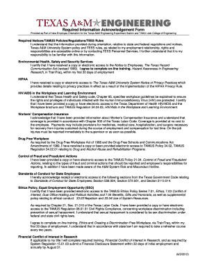 Required Information Acknowledgement Form