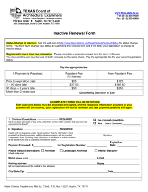 Texas Architect Registration Renewal Form
