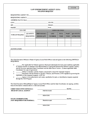 Law Enforcement Agency Weapon Request Form