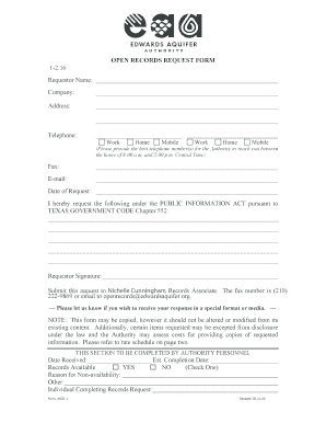 Texas Open Records Request Form