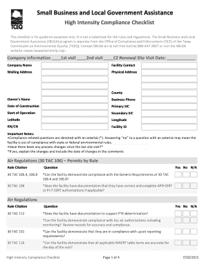 Texas Environmental Compliance Checklist