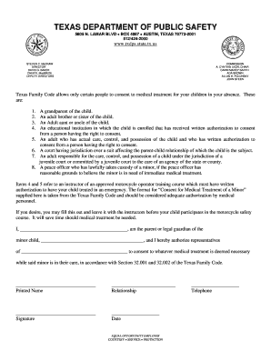 Texas Medical Consent for Minor