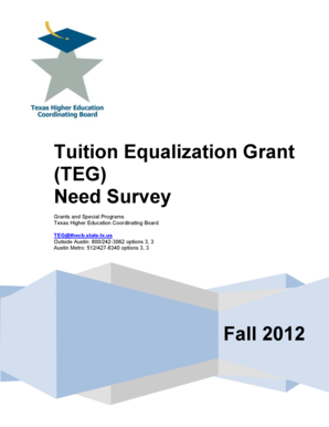 Texas Tuition Equalization Grant Need Survey
