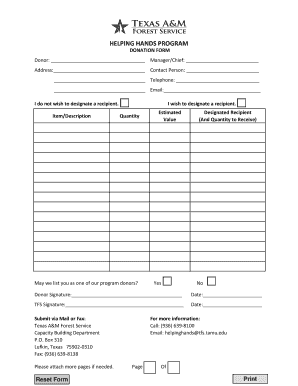 Helping Hands Program Donation Form