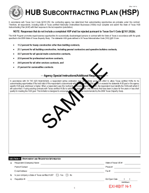 Texas HUB Subcontracting Plan Form