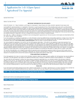 Texas 1-d-1 Agricultural Use Appraisal Application