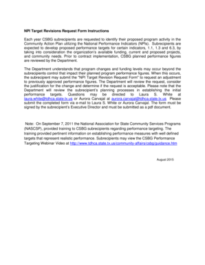 NPI Target Revisions Request Form Instructions - TDHCA - tdhca state tx