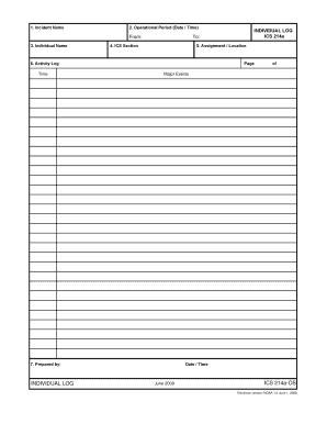 Individual Log Form ICS 214a-OS