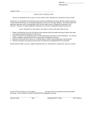 Surveyor Intern Compliance Verification Form
