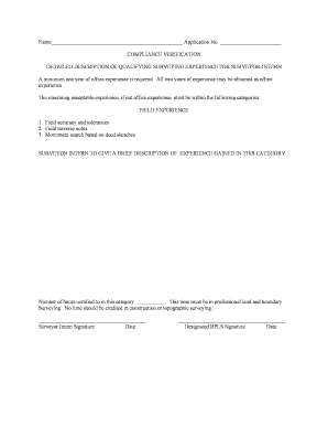 Surveyor Intern Compliance Verification Form