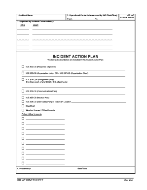 Incident Action Plan Cover Sheet