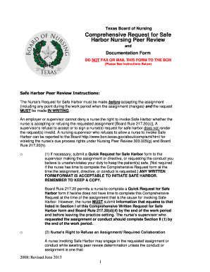 Texas Safe Harbor Nursing Peer Review Form