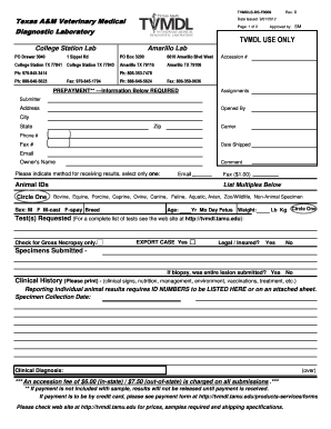TVMDL Diagnostic Submission Form