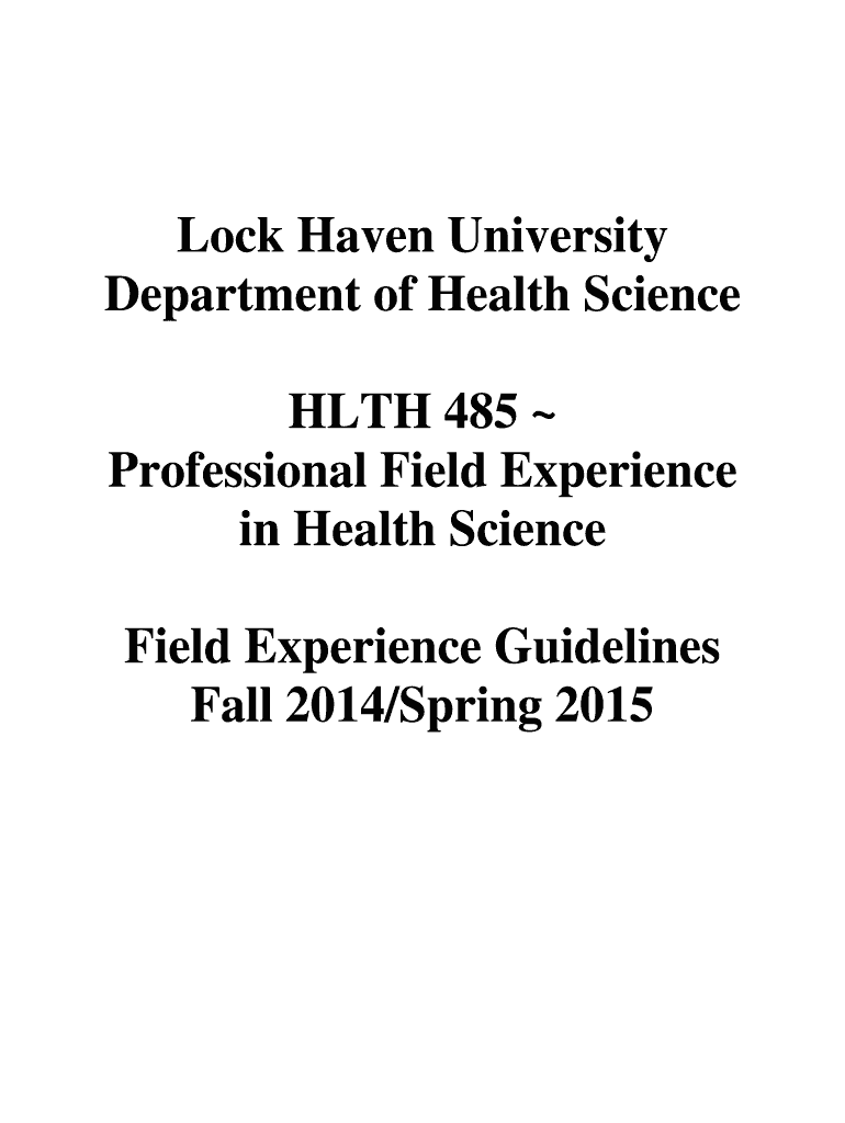 Fillable Online lhup Lock Haven University Department of Health Science