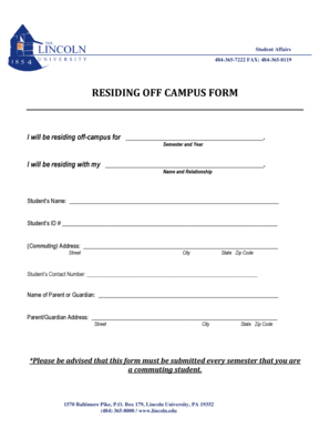 Residing Off-Campus Form