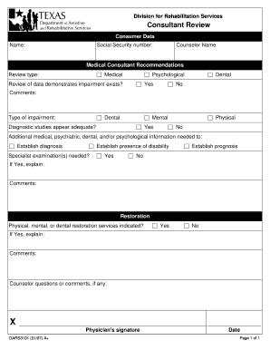 Medical Consultant Review Form