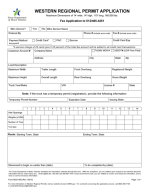 Western Regional Permit Application