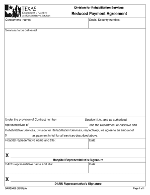 Reduced Payment Agreement
