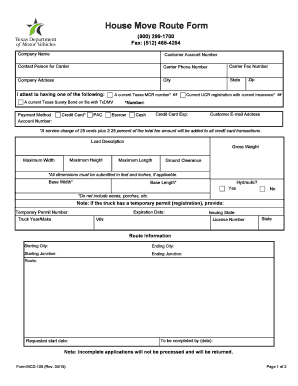 Texas House Move Permit Application