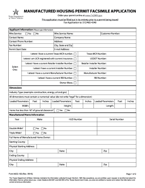 Manufactured Housing Permit Application